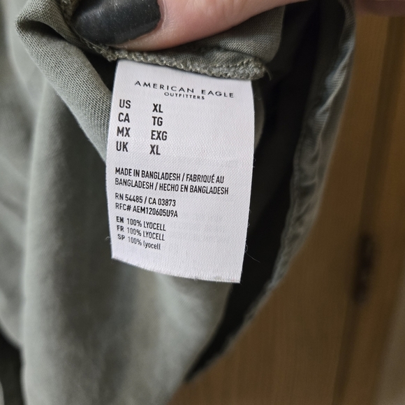 American Eagle Army Green Long Sleeve Coverup sz XL - Picture 5 of 9